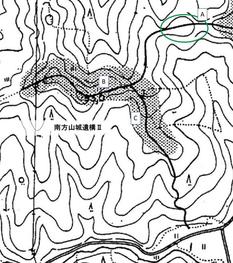 南方山城遺構Ⅱの遺構位置図 南方山城遺構Ⅱの遺構位置図