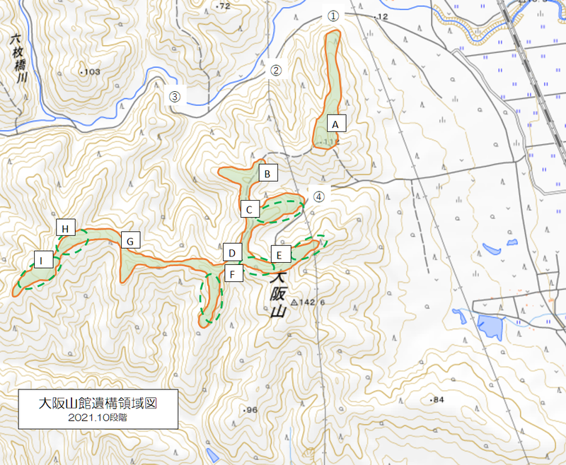 大阪山館遺構領域図 大阪山館遺構領域図