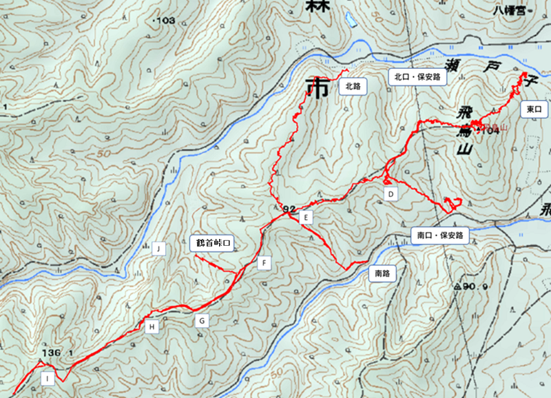 飛鳥山館跡の遺構位置図 飛鳥山館跡の遺構位置図